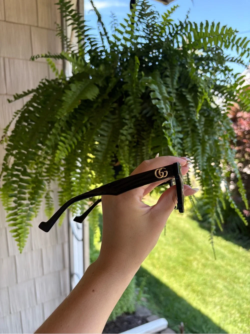 Gucci Black Sunglasses with Gold Double G Accent